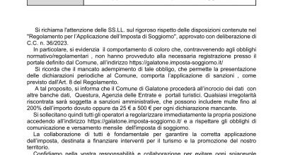 Richiamo al rispetto del Regolamento per l’Applicazione dell’Imposta di S...