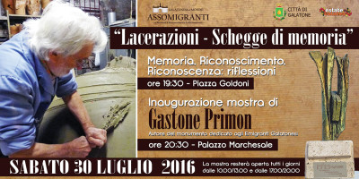 Mostra  LACERAZIONI - SCHEGGE DI MEMORIA di Gastone Primon