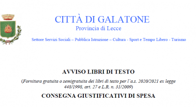 AVVISO LIBRI DI TESTO - CONSEGNA GIUSTIFICATIVI DI SPESA