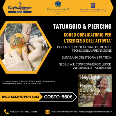 CORSO DI FORMAZIONE “TATUAGGIO E PIERCING”